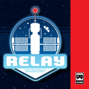 Game box art for the game Relay: A Laser-Based Space Communications Game.
