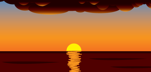 Soleil rouge au coucher du soleil.