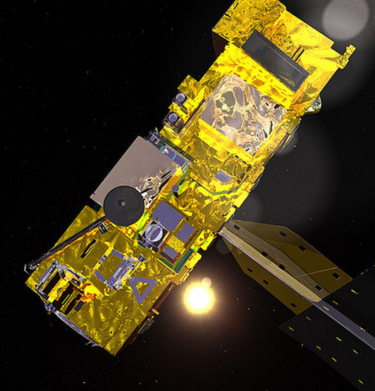 computer-generated image of the Aqua satelite.