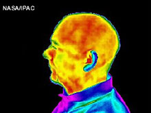 Man's face in infrared, side view.