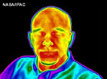 Man's face in infrared.