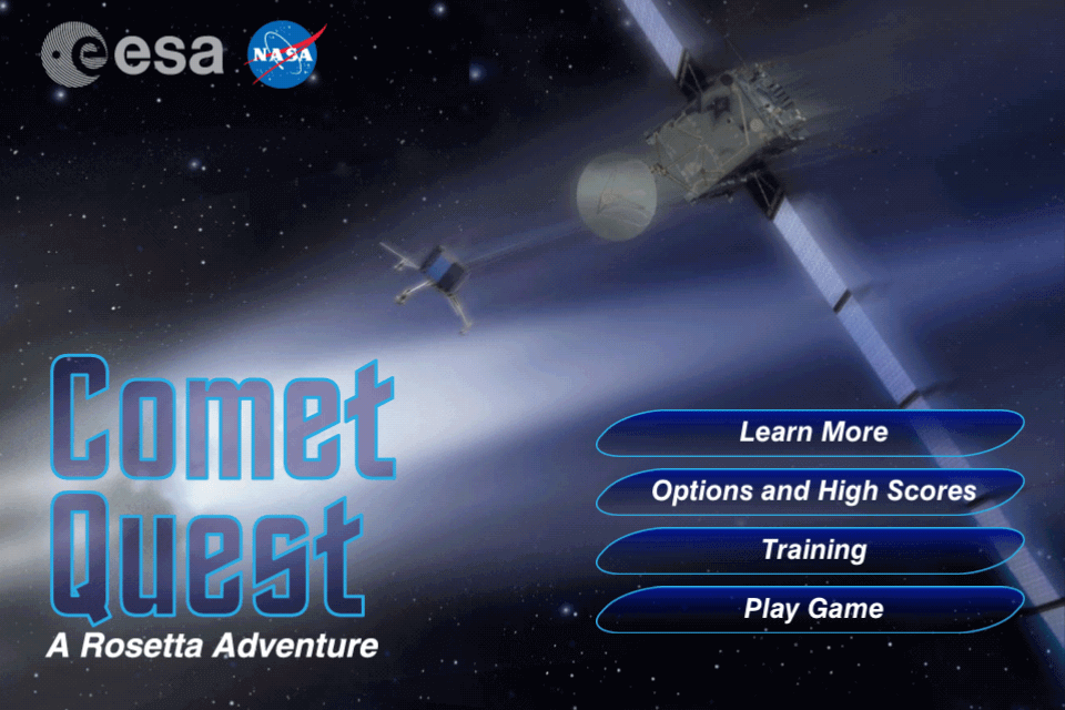 the logo for the game Comet Quest