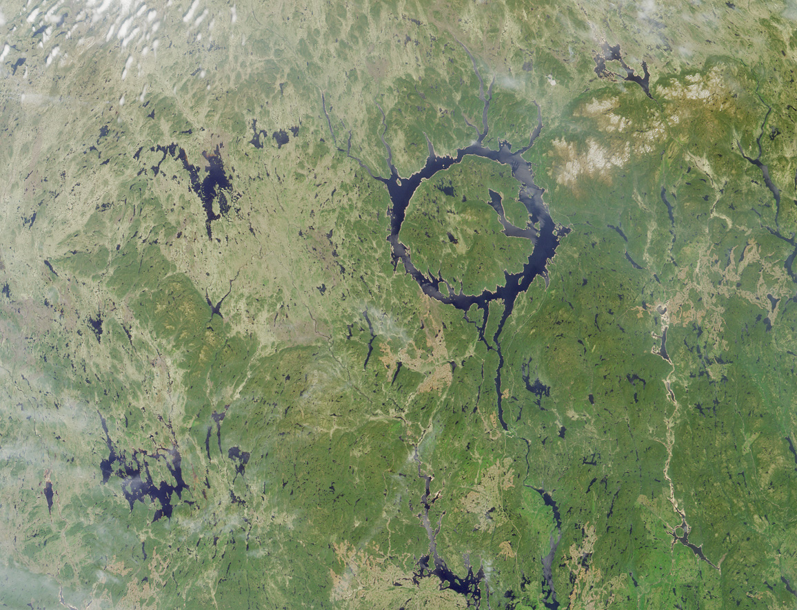 Lago Manicouagan visto desde el espacio.