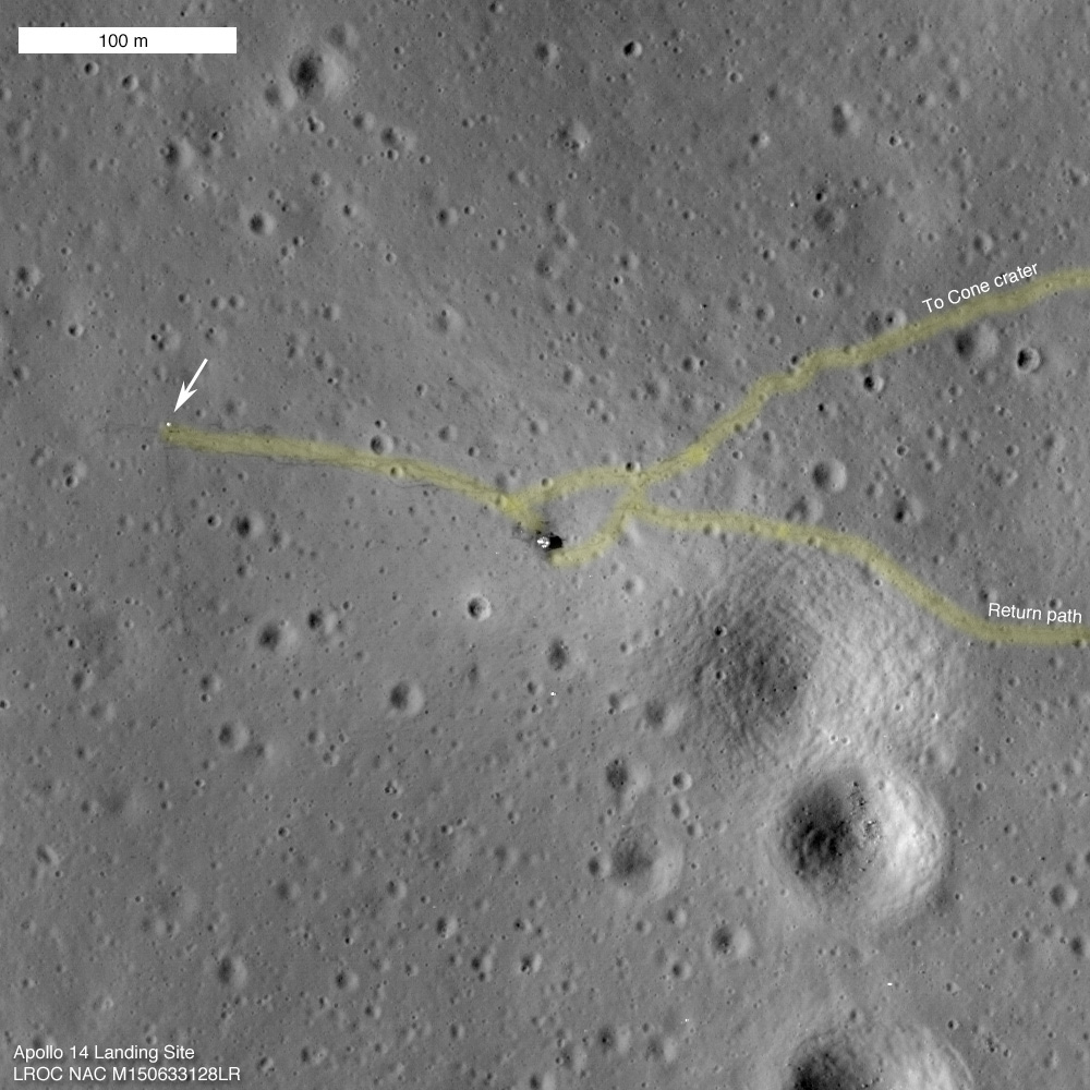 Fotografía del sitio de aterrizaje de Apollo 14 tomada por LRO