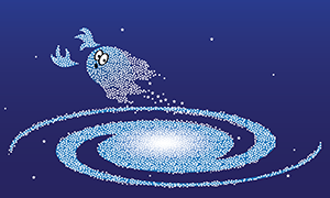 an illustration of a satellite swimming away