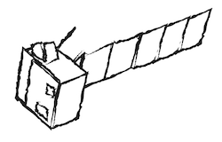 un dibujo de una nave espacial simplificada