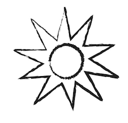 un dibujo de un sol