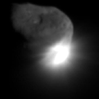 El cometa Tempel 1 como huelgas impactador.