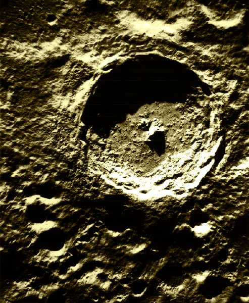 Tycho Crater, in the moon's southern hemisphere
