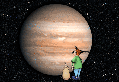 Los Chicos de Space Place ven Júpiter en luz visible.