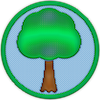 una insignia con un árbol
