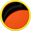 una insignia que muestra un horizonte de un planeta naranja y ninguna luna en el cielo