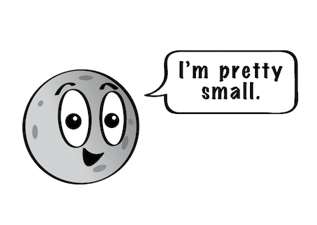 a cartoon of Mercury smiling, and saying, I'm pretty small.