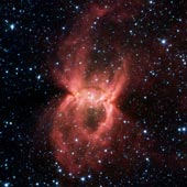 Spider-shaped cloud of dust and gas.