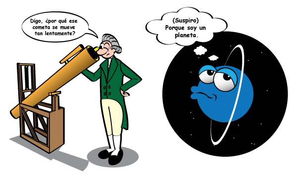 dibujo de un debate entre Herschell y un abstraído Urano.