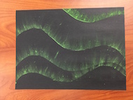 Photo of the completed pastel aurora activity.