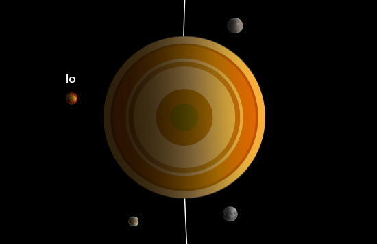 ilustración en primer plano de Júpiter y Io
