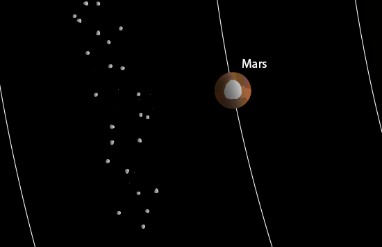 ilustración en primer plano de Marte