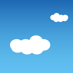 una ilustración de nubes blancas en un cielo azul.