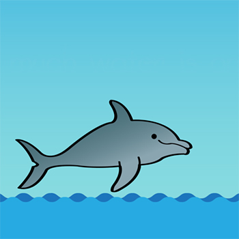 una ilustración de un delfín saltando fuera del agua