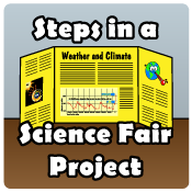 Drawing of a science fair project display.