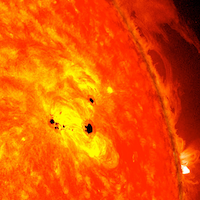 una imagen de manchas solares en el sol