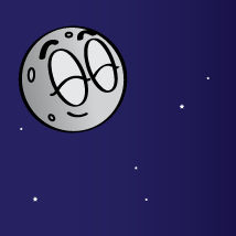 Cartoon illustration of the Moon smiling.