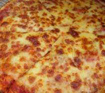Foto de una pizza de queso.