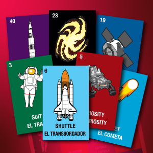 A pile of Lotería game cards.