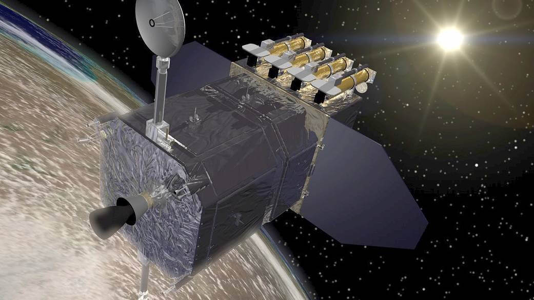 An illustration of the NASA spacecraft the Solar Dynamics Observatory