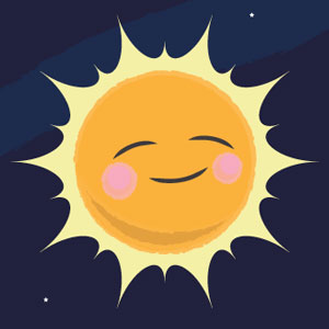 A cartoon Sun smiling.