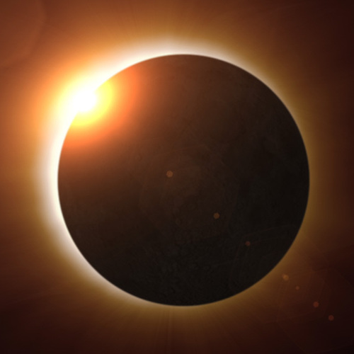 Illustration of moon covering sun in a solar eclipse