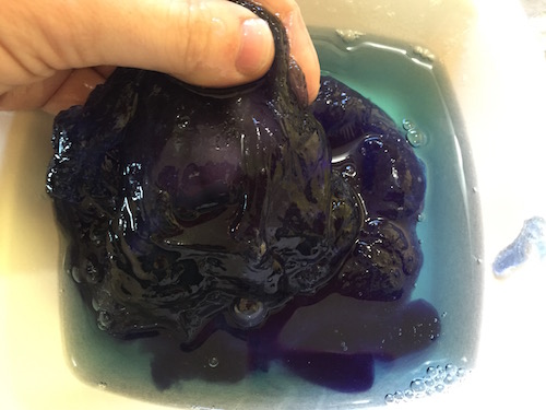 the slime in a bowl with extra water