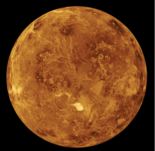 Mosaic image of Venus captured by NASA's Magellan and Pioneer Venus spacecraft.