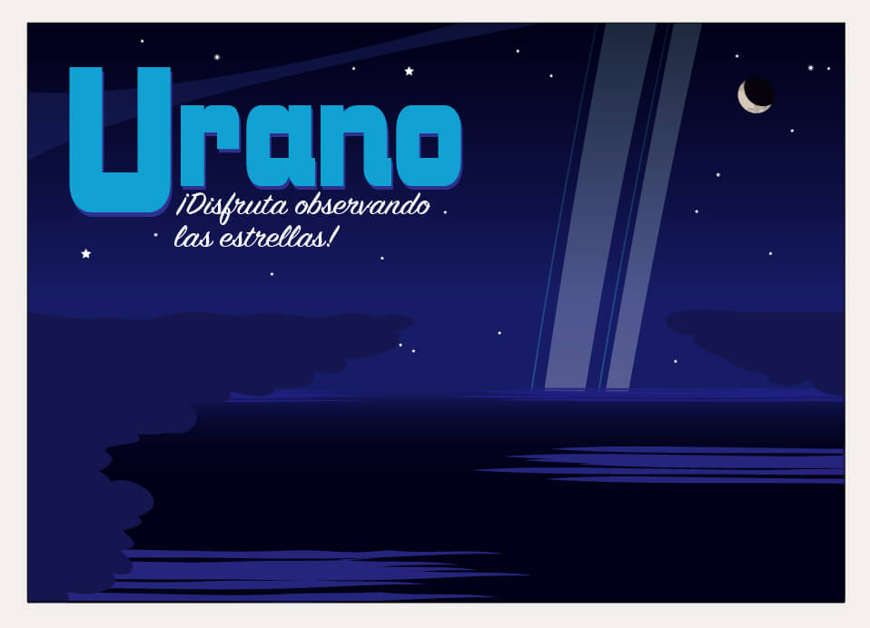Una ilustración de postal estilizada de Urano.