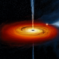 an illustration of a black hole in the center of a galaxy
